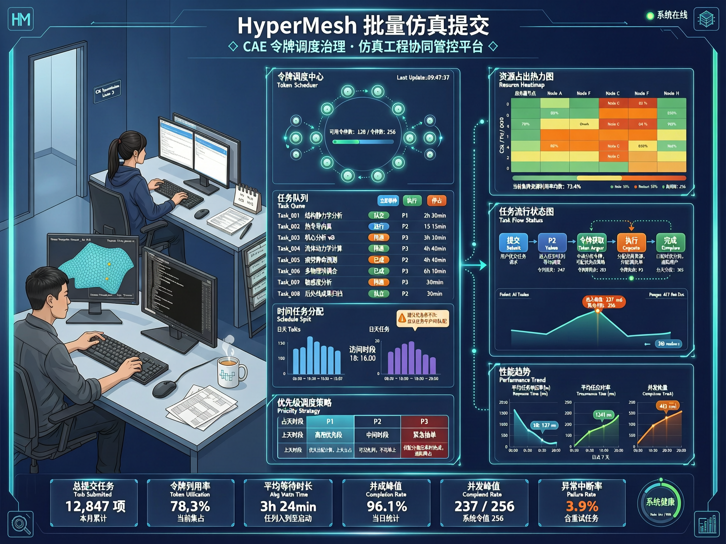 HyperMesh批量仿真提交中的CAE令牌调度治理