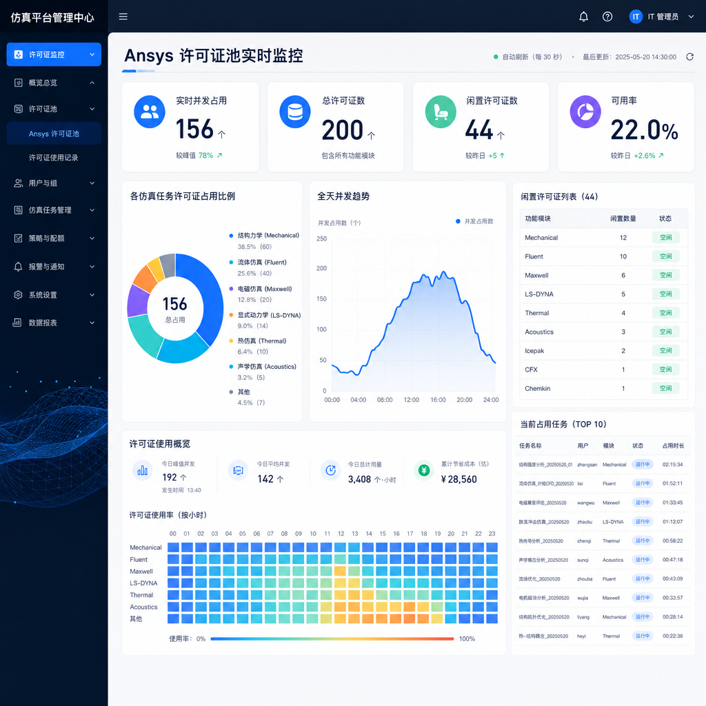 Ansys仿真许可证并发调度与闲置回收策略