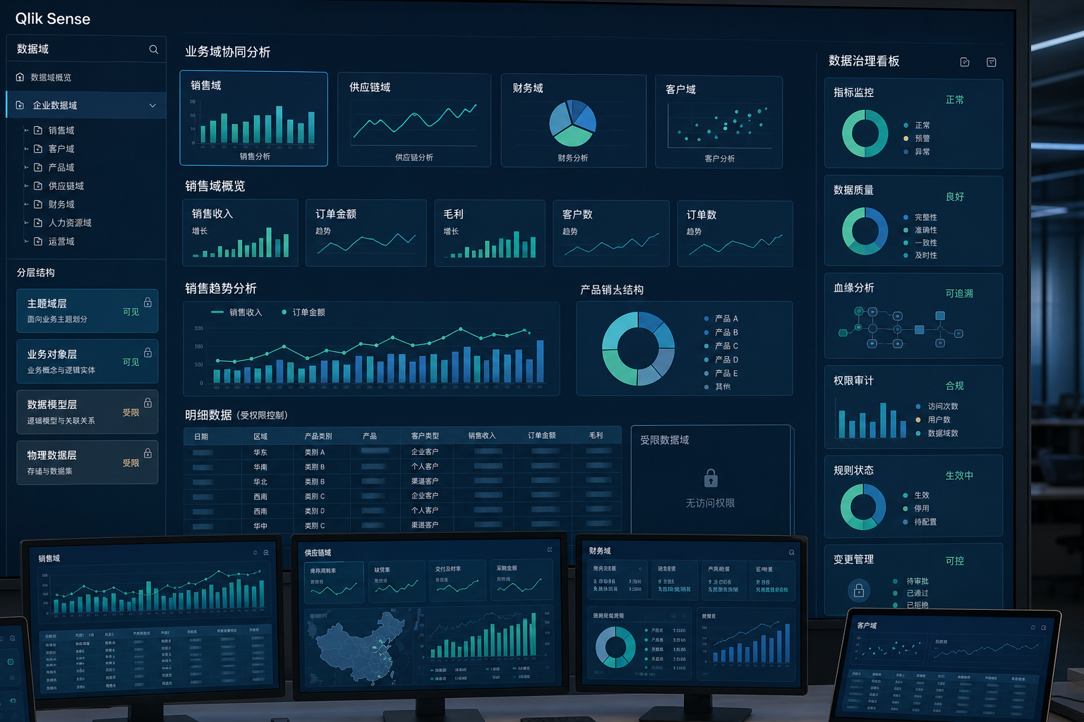 Qlik Sense自助分析扩散后访问授权该怎么跟着数据域分层