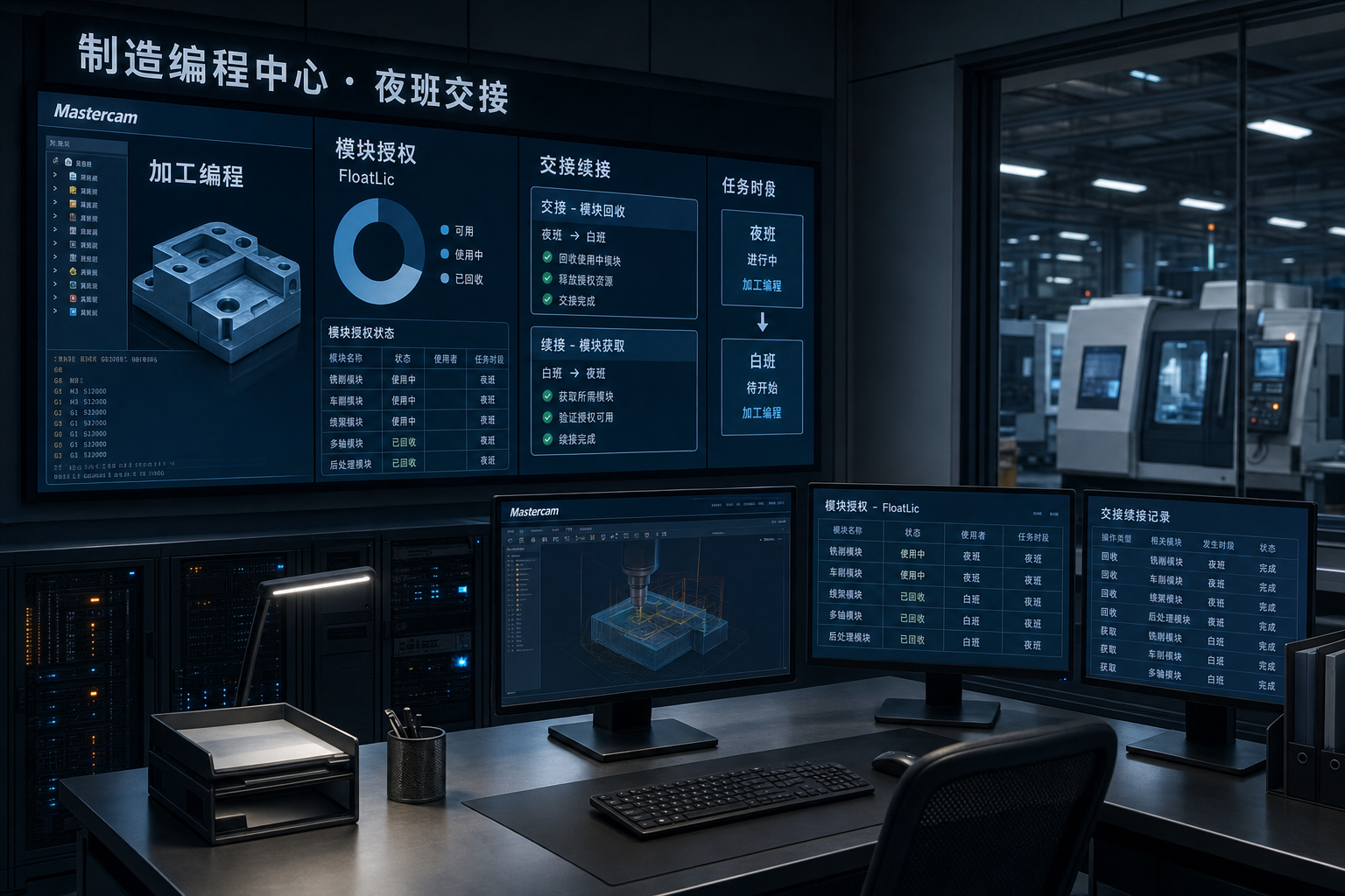 Mastercam 夜班加工编程交接时的模块授权回收与续接
