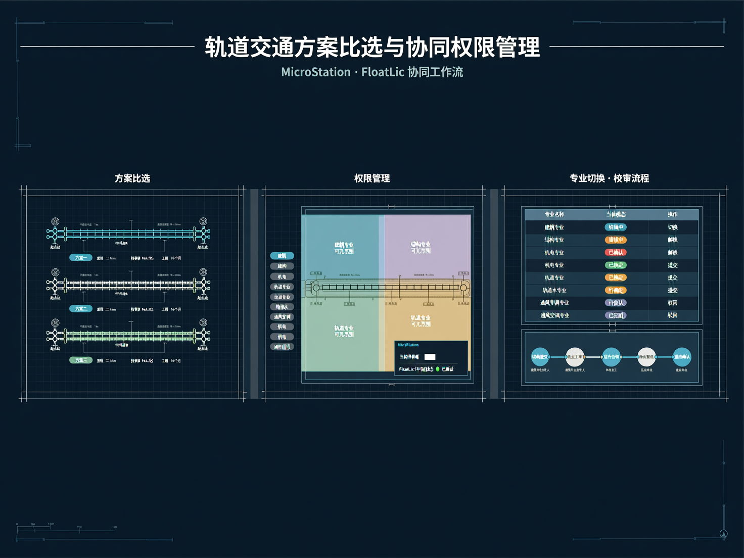 MicroStation 轨道交通方案比选阶段的图纸访问权限与专业切换