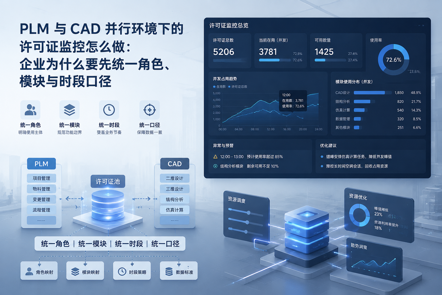 PLM 与 CAD 并行环境下的许可证监控怎么做：企业为什么要先统一角色、模块与时段口径