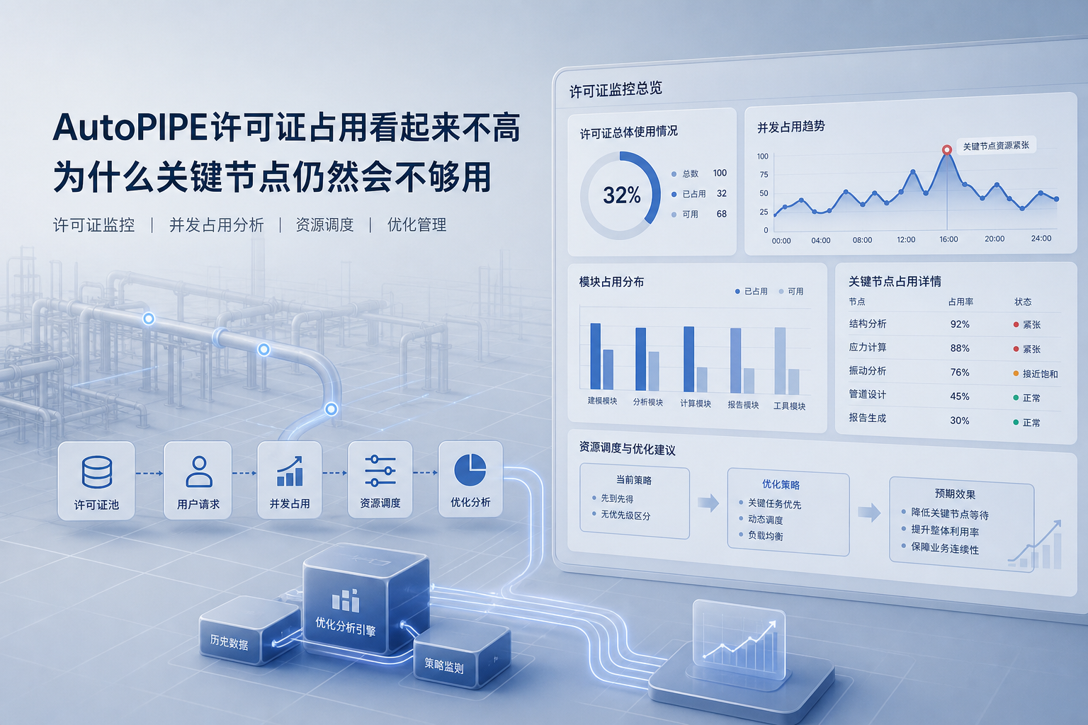 AutoPIPE许可证占用看起来不高，为什么关键节点仍然会不够用