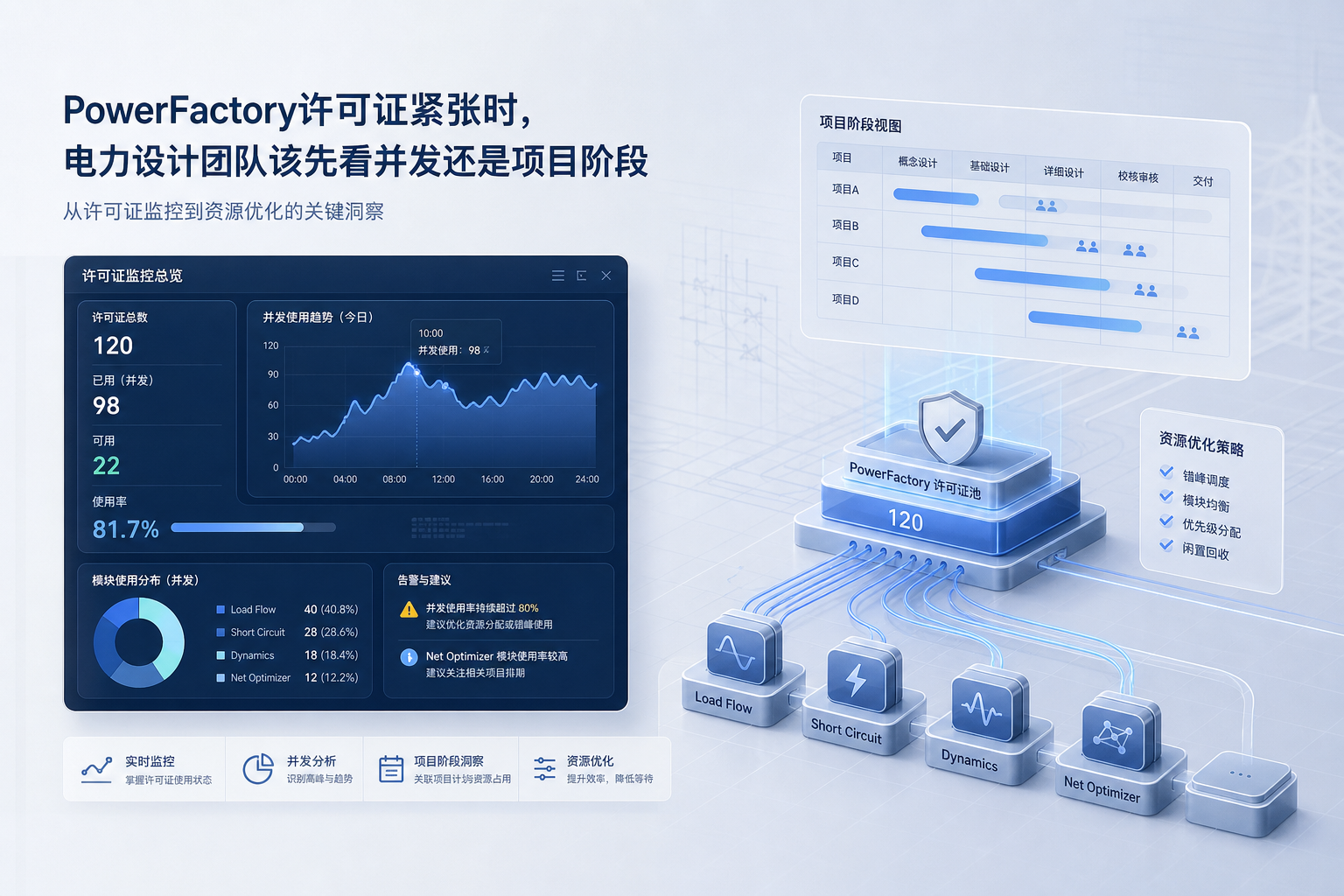 PowerFactory许可证紧张时，电力设计团队该先看并发还是项目阶段