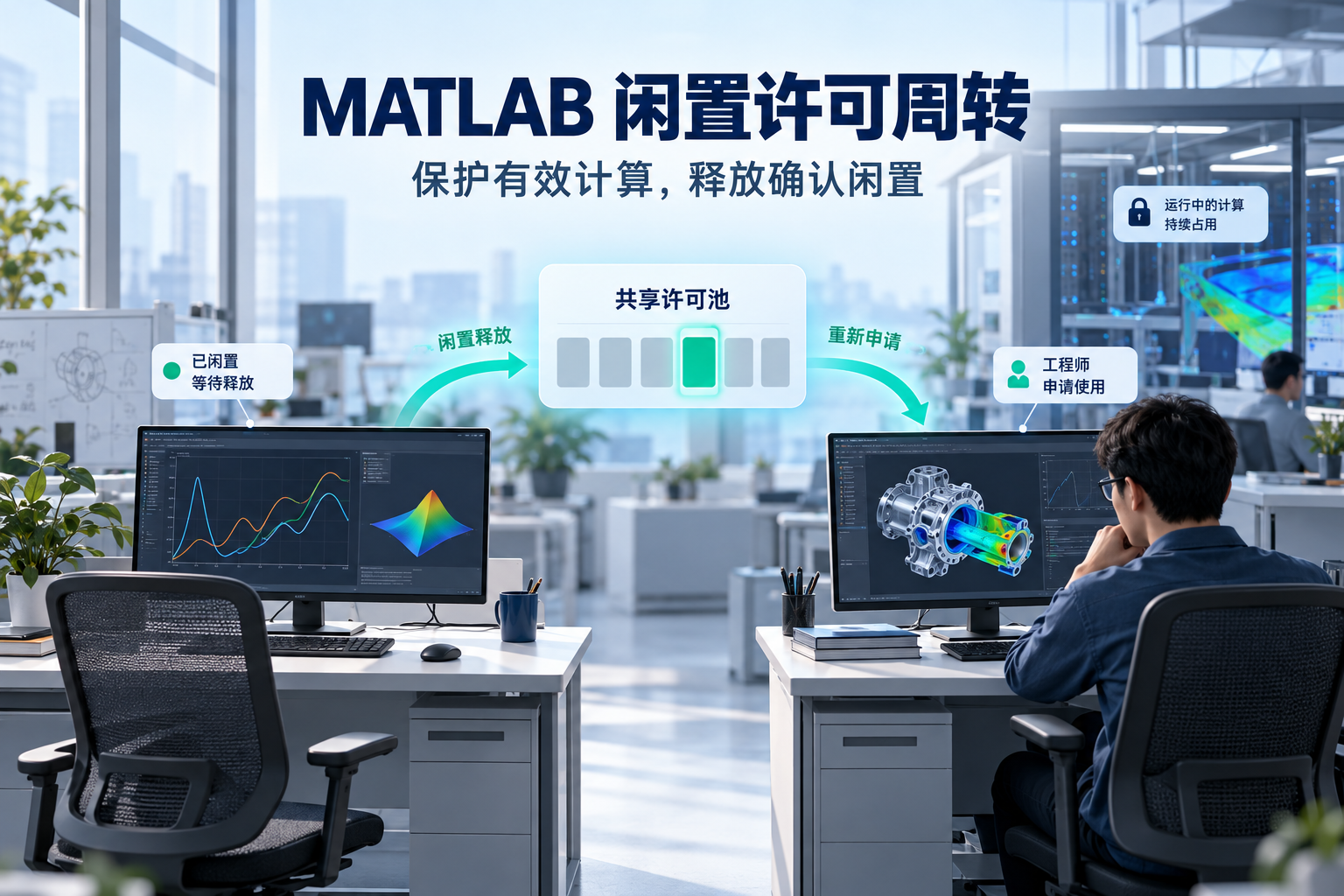 MATLAB 有效计算保护与闲置许可周转示意